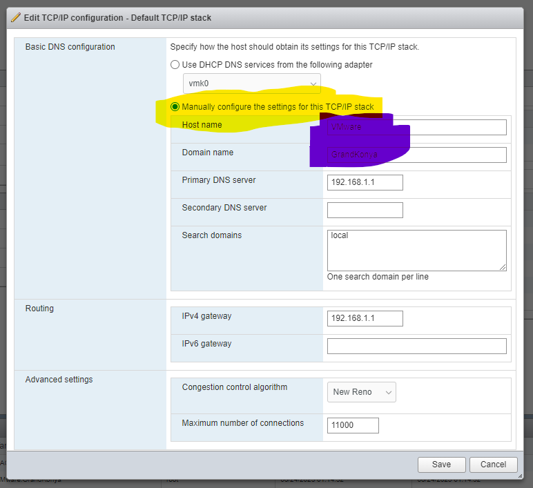 vmware esxi host ismini değiştirme
